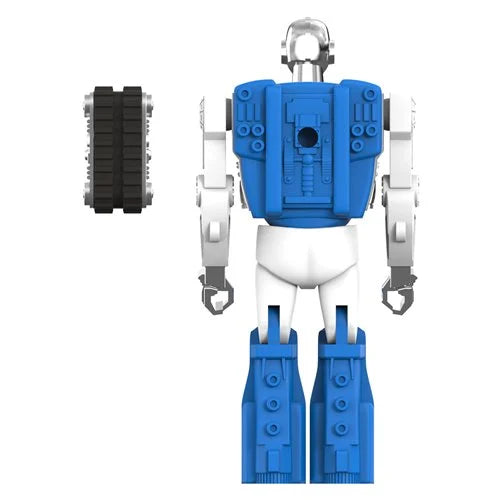 Biotron Micronauts 3.75-Inch Action Figure Super7 Reaction+ blue and white robot with accessory gear