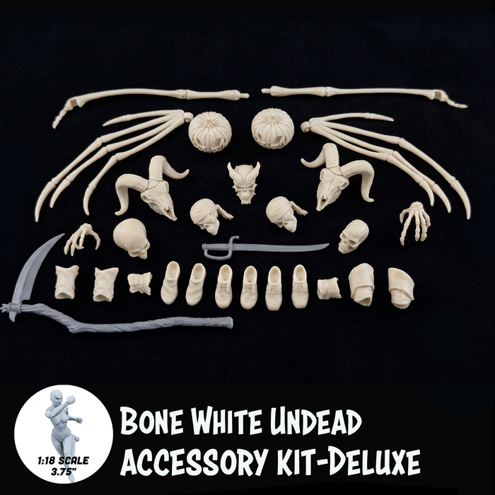 1:18 Scale Bone White Undead Character Creator Kit (Wings, Scythe & Multi-Head Pack for 3.75" - 4" Figures) new in box by Boss Fight Studio Llc