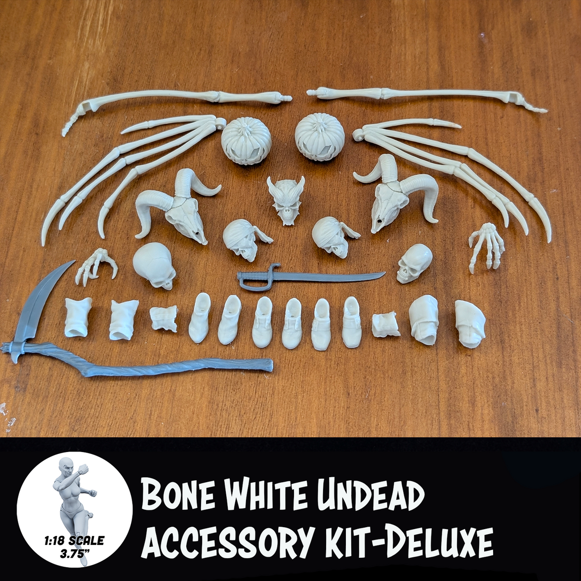 1:18 Scale Bone White Undead Character Creator Kit (Wings, Scythe & Multi-Head Pack) new in box by Boss Fight Studio Llc