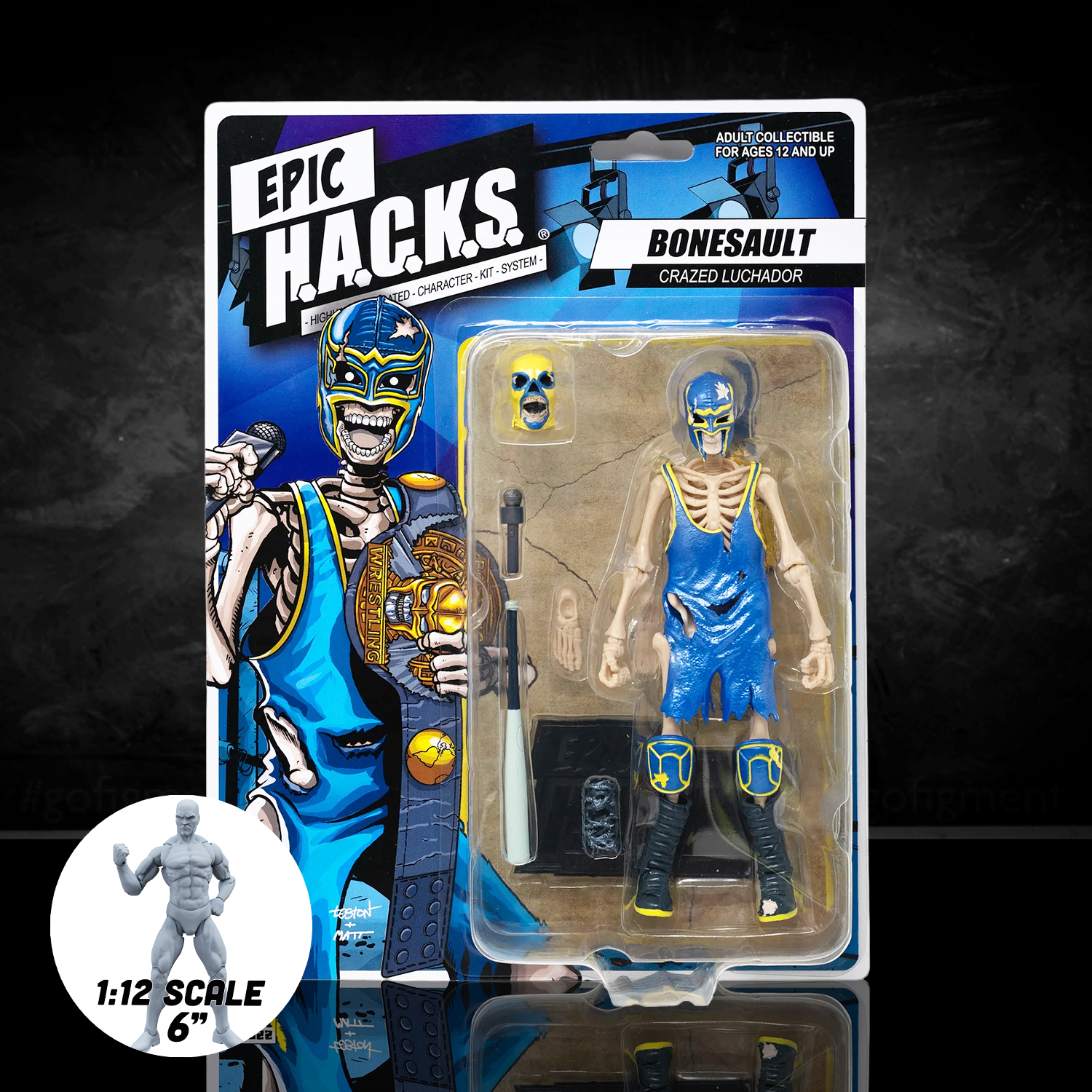 Bonesault: The Acrobatic Skeleton Luchador (Epic H.A.C.K.S.) 6" Action Figure – 1:12 Scale Undead Flyer by Boss Fight Studio Llc new in box