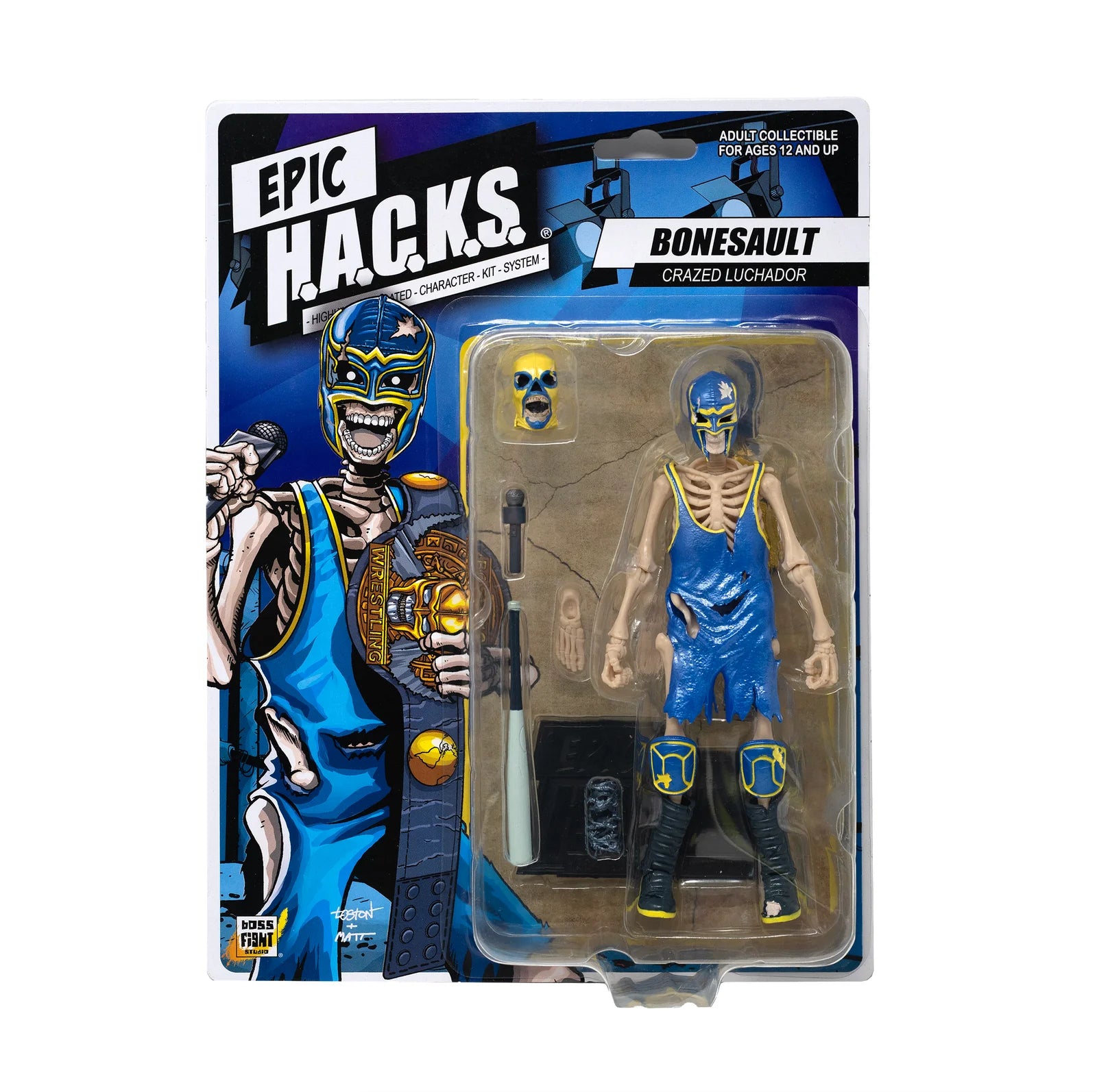 Bonesault: The Acrobatic Skeleton Luchador (Epic H.A.C.K.S.) 6" Action Figure – 1:12 Scale Undead Flyer by Boss Fight Studio Llc new in box
