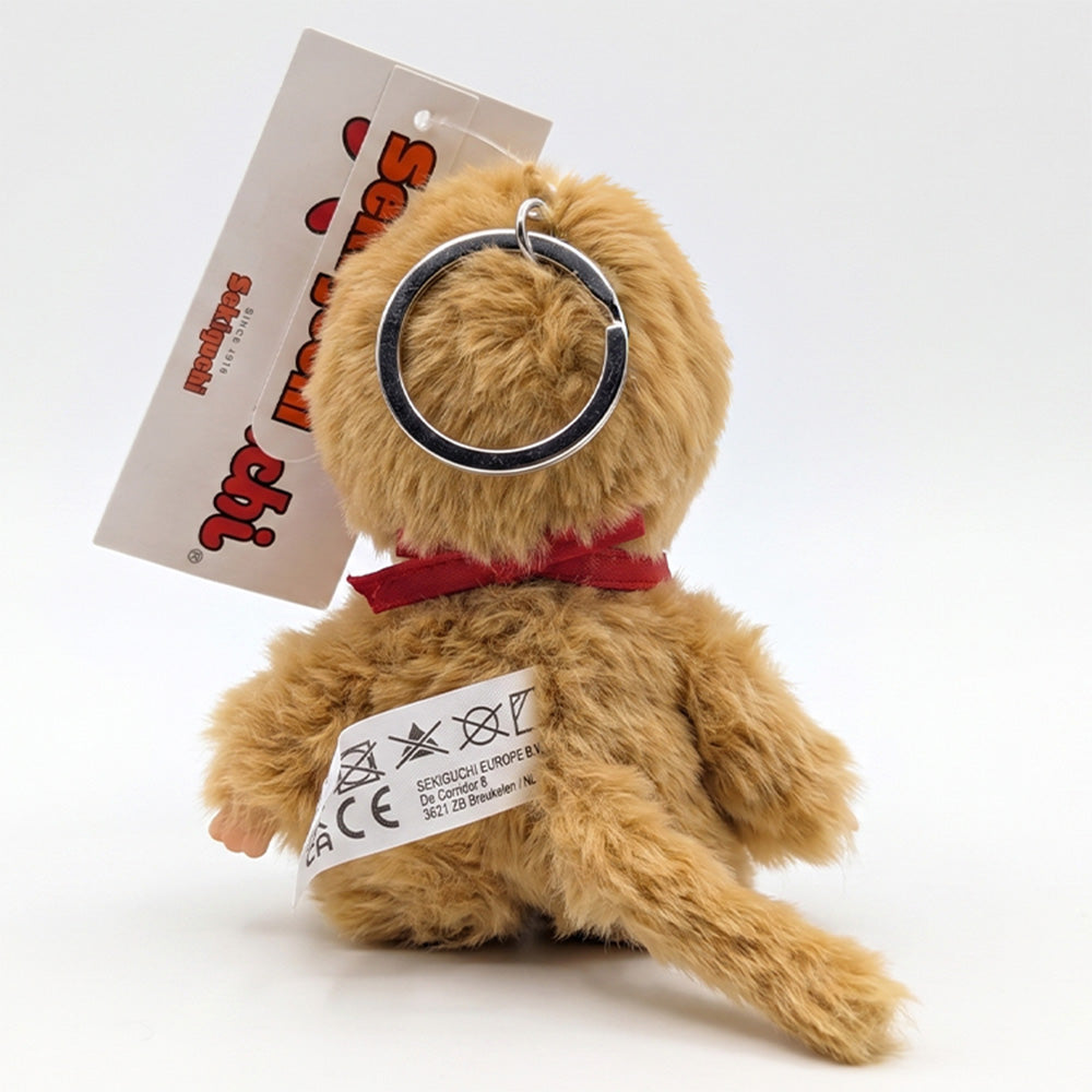 5.5" Monchhichi Keychain Set - Classic Beige Boy & Girl 2-Piece Plush Pack with Metal Rings by Sekiguchi