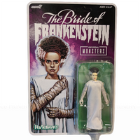 Bride of Frankenstein Universal Monsters Super7 ReAction+ 3.75-Inch Action Figure in packaging with character illustration and logo