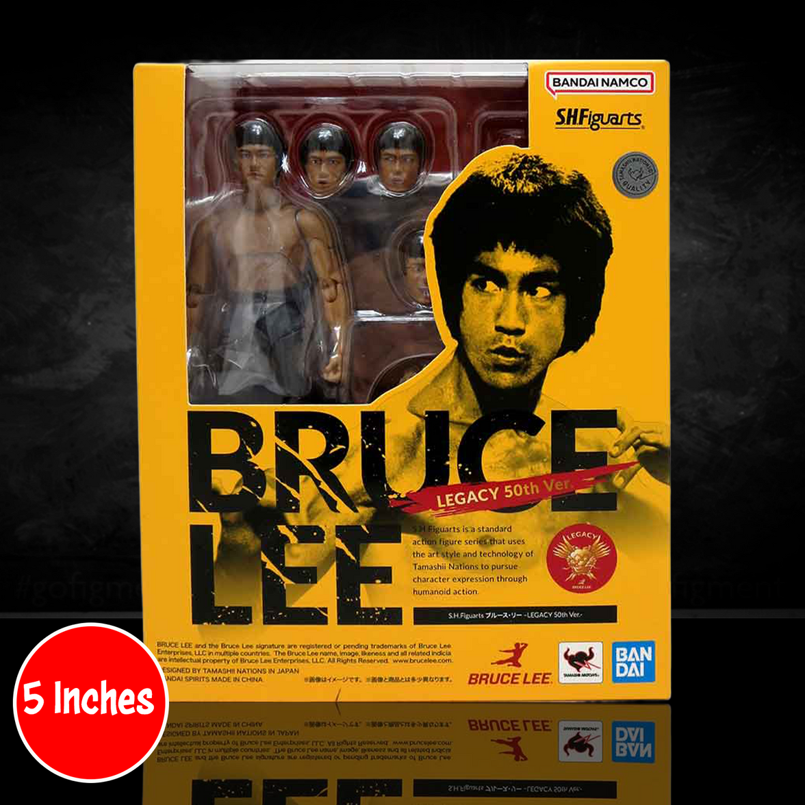 Bruce Lee Legacy 50th Anniversary S.H. Figuarts Action Figure by SH Figuarts, new in box, 3.75-inch scale collectible