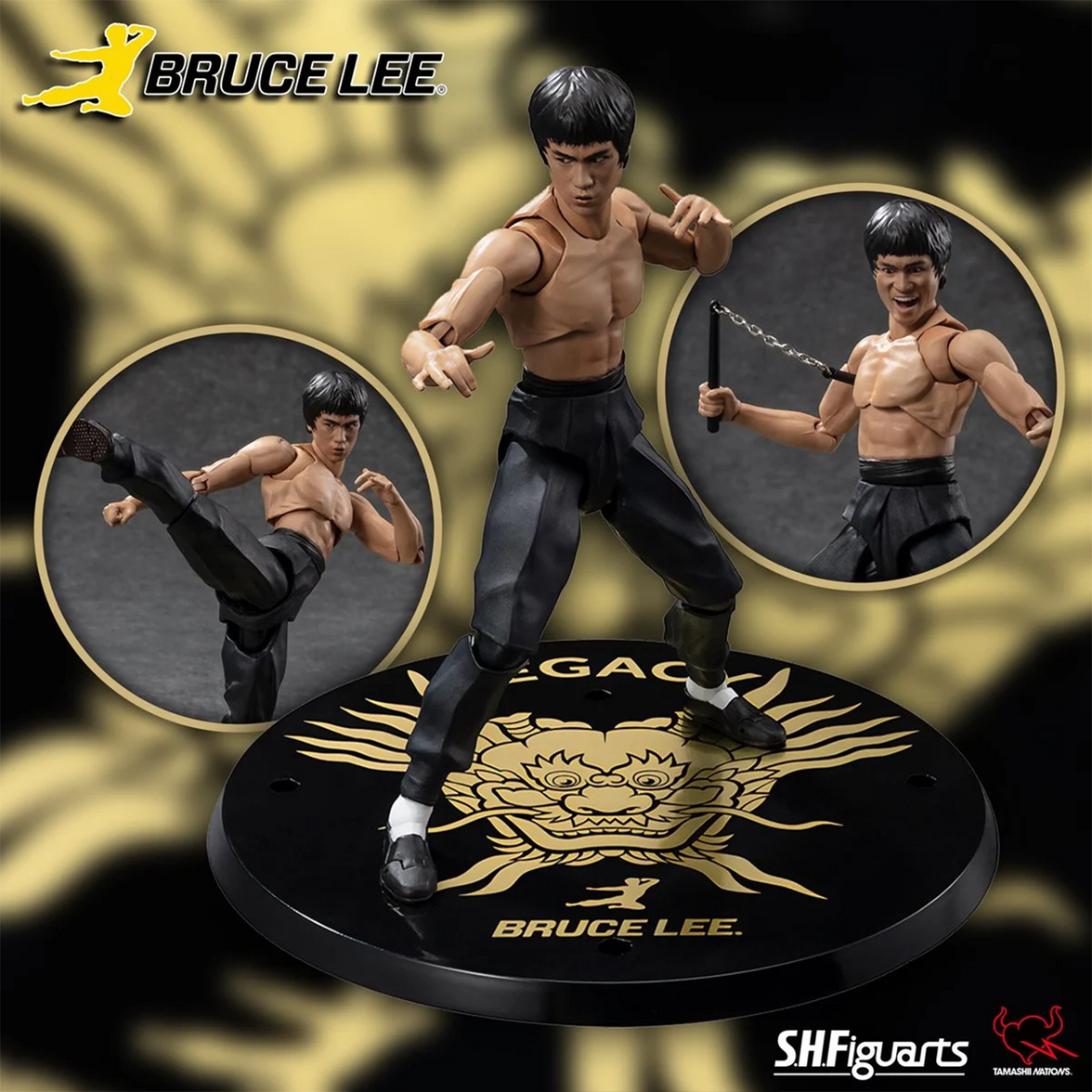 Bruce Lee Legacy 50th Anniversary S.H. Figuarts Action Figure by SH Figuarts, new in box, 3.75-inch collectible