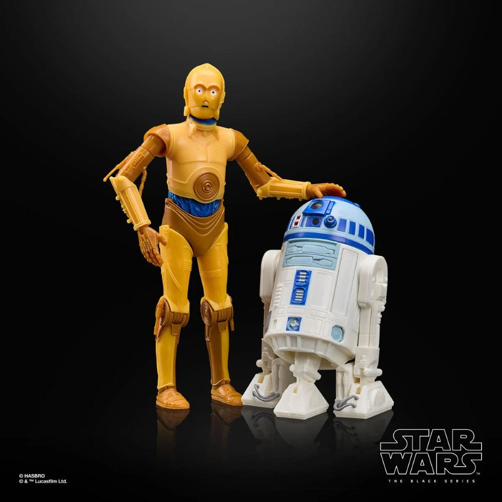 C-3PO Star Wars The Black Series 1:12 Scale 6" Droids Action Figure by Hasbro with R2-D2 on black background
