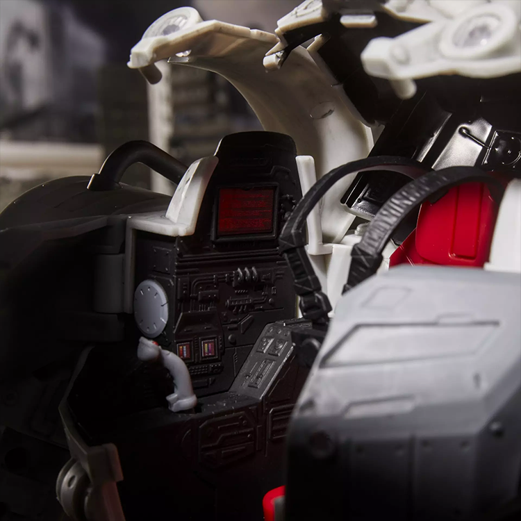 Close-up of detailed cockpit interior of Hasbro Cobra S.N.A.K.E Battle Suit from G.I. Joe Classified Series #162