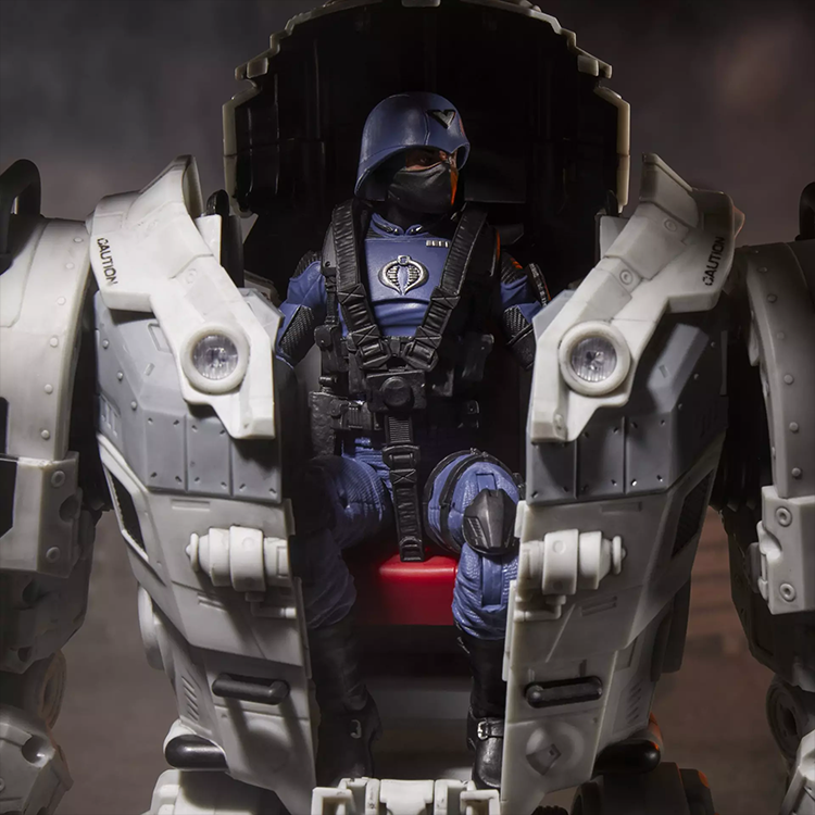 Hasbro G.I. Joe Cobra S.N.A.K.E. Battle Suit figure seated in armored cockpit with detailed mechanical design.