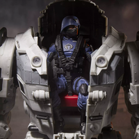 Hasbro G.I. Joe Cobra S.N.A.K.E. Battle Suit figure seated in armored cockpit with detailed mechanical design.