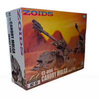 Kotobukiya Molga ZOIDS AZ-13 Canory Molga Model Kit box with desert battle scene and model image