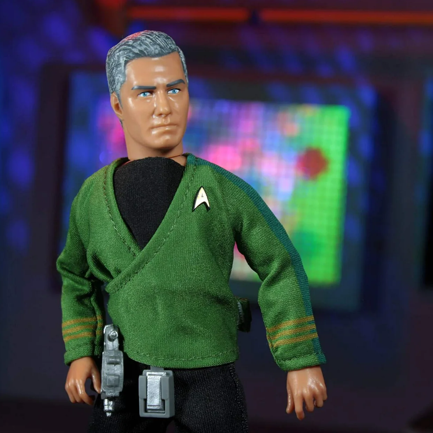Mego Star Trek: Strange New Worlds - Captain Pike 8" Action Figure wearing green uniform with Starfleet insignia and accessories