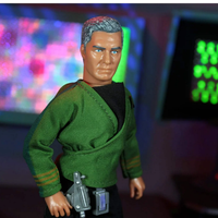 Mego Star Trek: Strange New Worlds - Captain Pike 8" Action Figure wearing green uniform with detailed face and accessories by Mego.