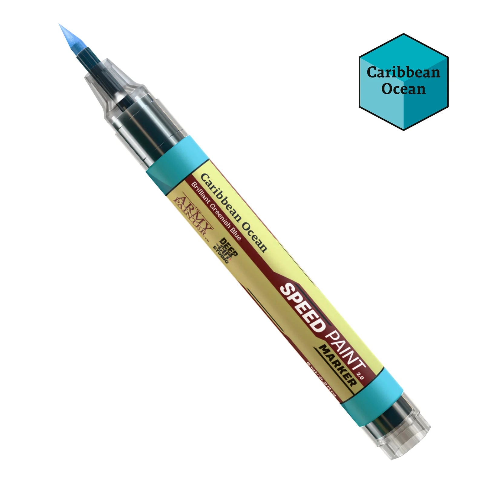Caribbean Ocean Army Painter Speedpaint Marker - One-Coat Miniature Paint SM1040P with fine brush tip for detailed model painting