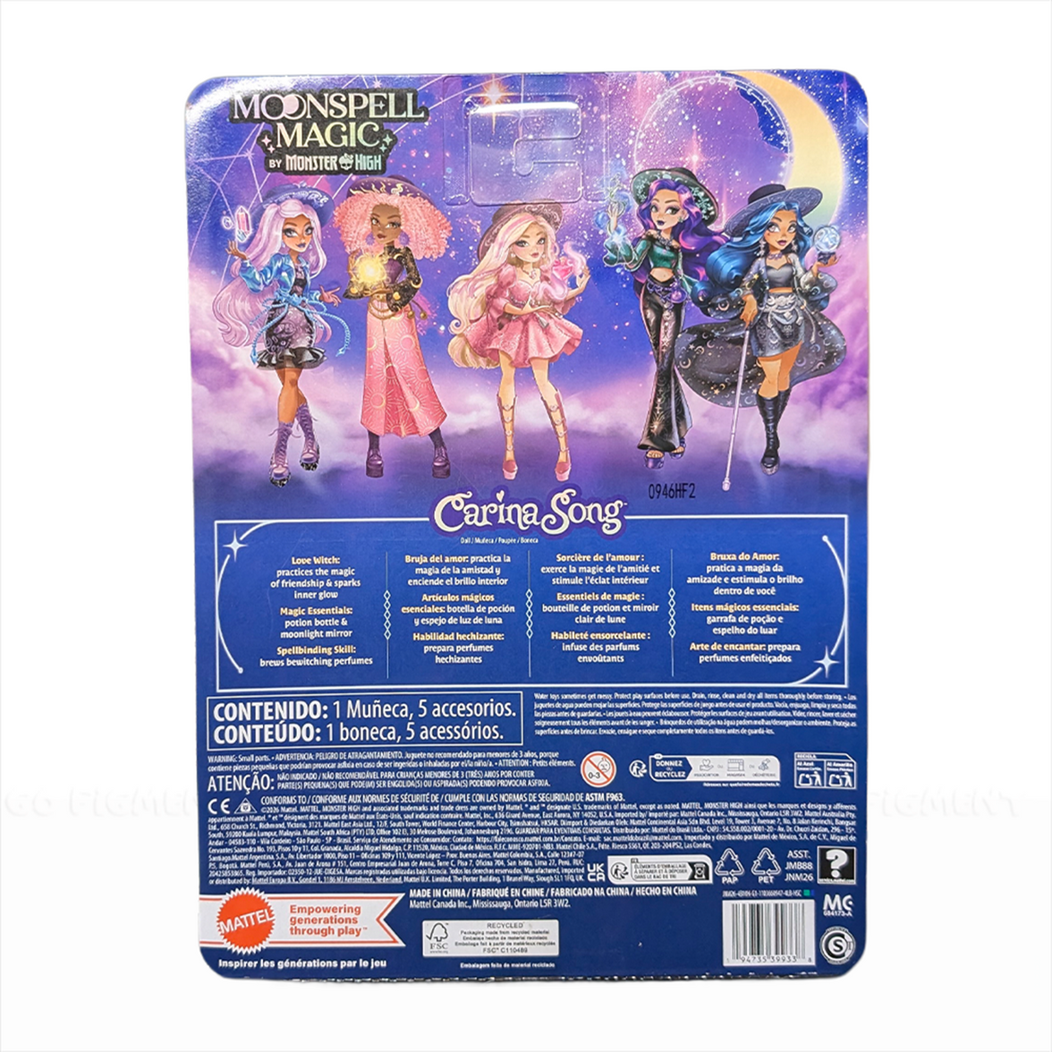Simulated alt text for Carina Song - Moonspell Magic 11" Fashion Doll Figure Mattel Monster High for m4vh1y-be.myshopify.com. You are an expert SEO agent. You will generate an ALT text for this image. <Store_Context> Business Details: - Curated by a passionate collector, ensuring authe...