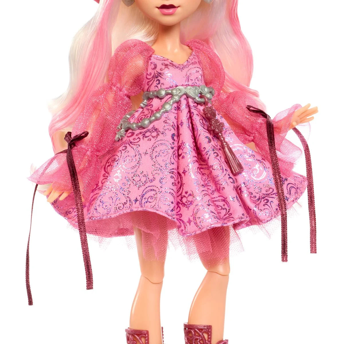 Carina Song - Moonspell Magic 11" Fashion Doll Figure Mattel Monster High wearing pink shimmer dress with silver chain belt