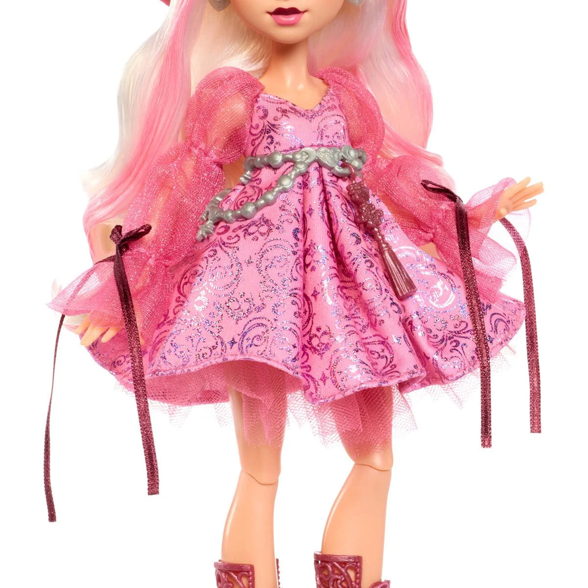 Carina Song - Moonspell Magic 11" Fashion Doll Figure Mattel Monster High wearing pink shimmer dress with silver chain belt