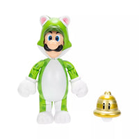 Super Mario Wave 49 - Cat Luigi with Super Bell 4" Action Figure Collectible by Jakks in detailed green cat suit