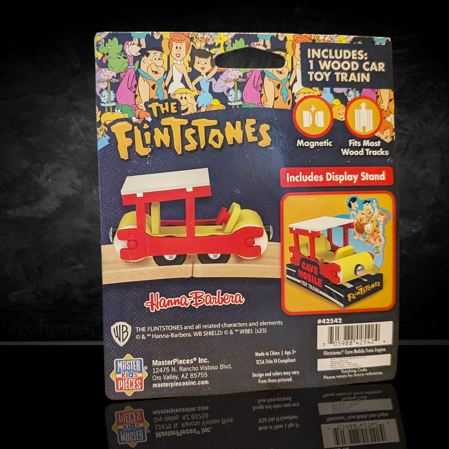 Flintstones Cave Mobile Wooden Train Engine - Classic Bedrock Adventure Toy by Master Pieces new in box collectible wood car