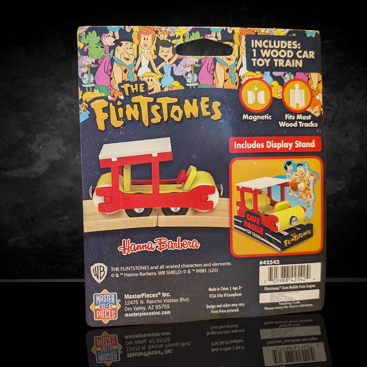 Flintstones Cave Mobile Wooden Train Engine - Classic Bedrock Adventure Toy by Master Pieces new in box collectible wood car