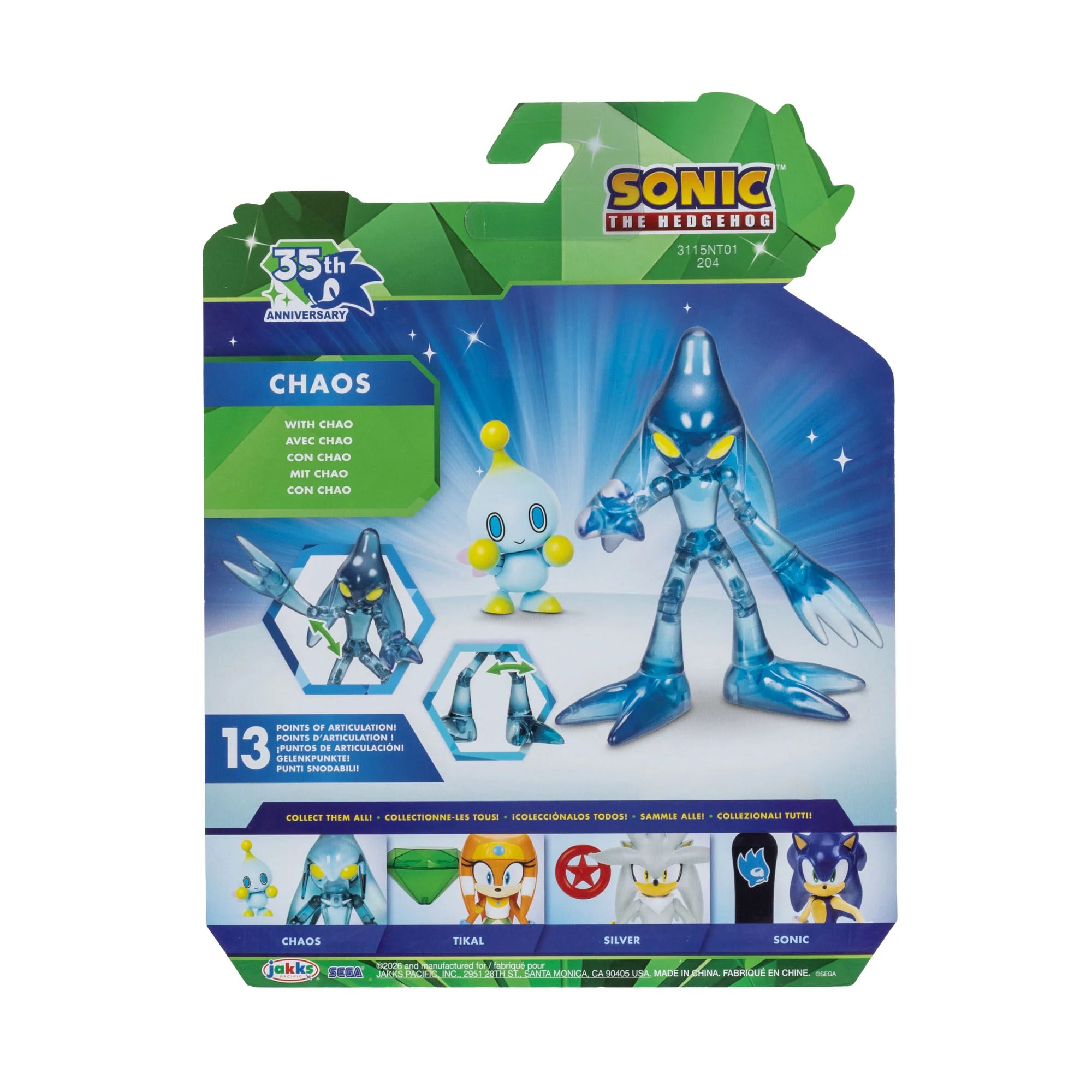 Chaos with Chao Sonic the Hedehog 35th Anniversary Collectible Figure by Jakks new in box scale 1:18
