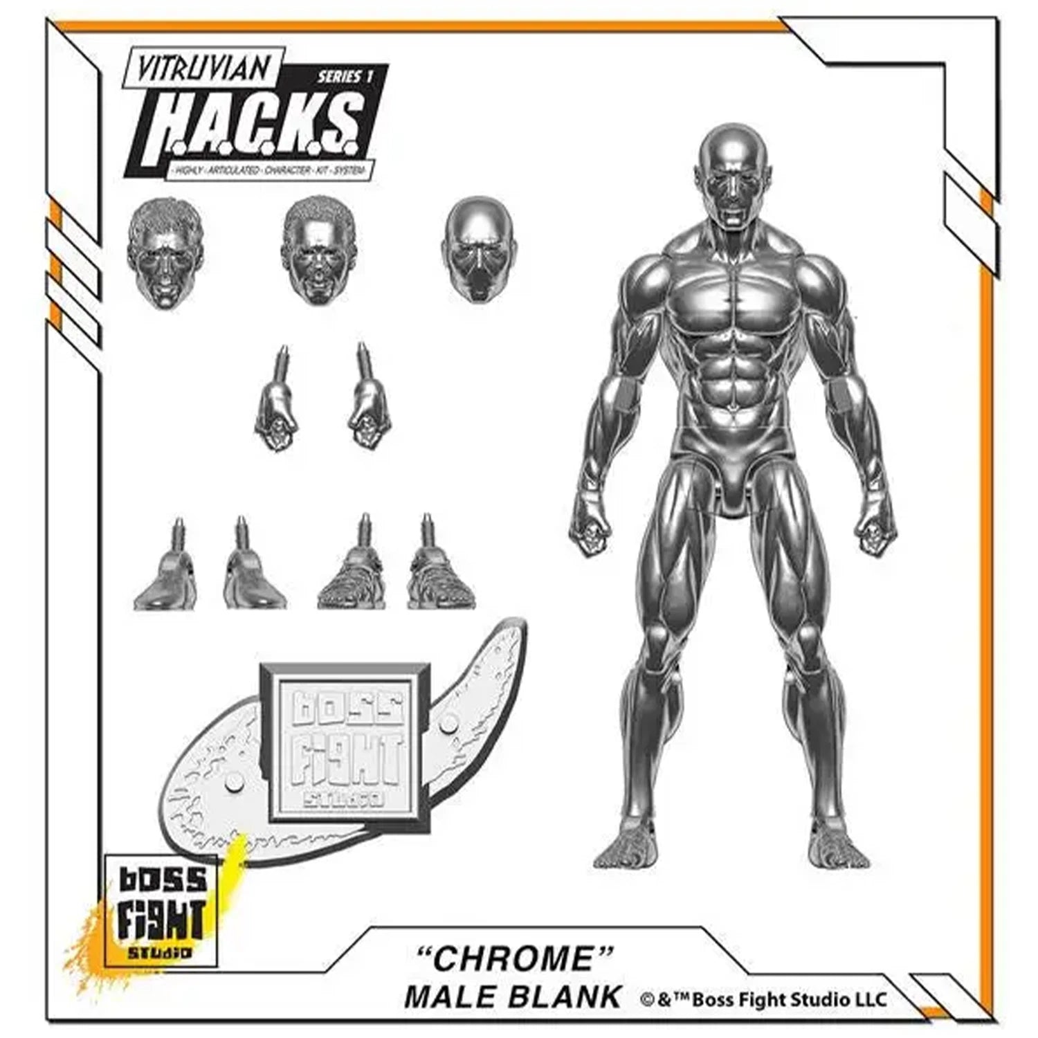 Vitruvian H.A.C.K.S. Character Blanks Chrome Male 1:18 Scale Action Figure new in box by Boss Fight Studio Llc