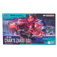 Char's Zaku 5-Inch Model Kit Bandai Hobby Gunpla Gundam box featuring red Zaku mobile suits