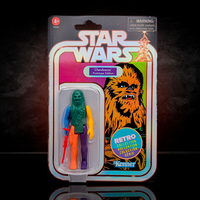 Star Wars Retro Collection Prototype Chewbacca action figure by Go Figment in multicolor packaging with Kenner logo