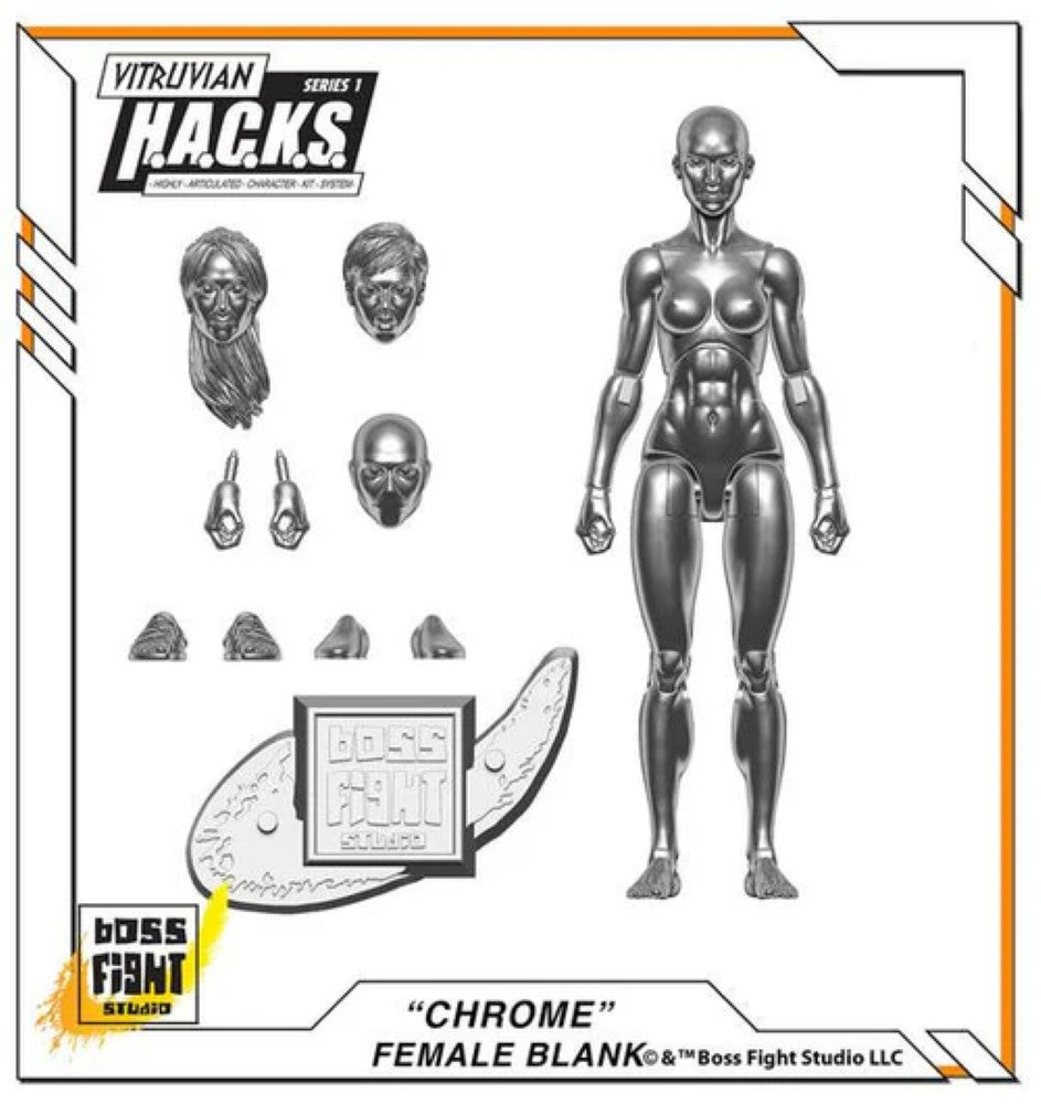 Vitruvian H.A.C.K.S. Character Blanks Chrome Female 1:18 Scale Action Figure new in box by Boss Fight Studio Llc