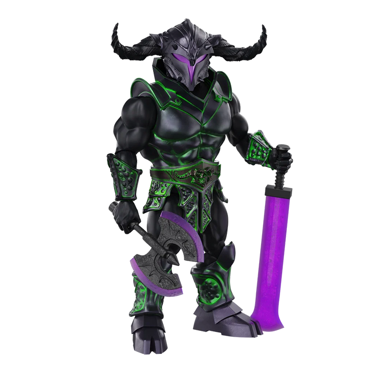Chthonic Knight Immortal Champions 5.5" Action Figure Boss Fight Studio in black and green armor holding a purple sword