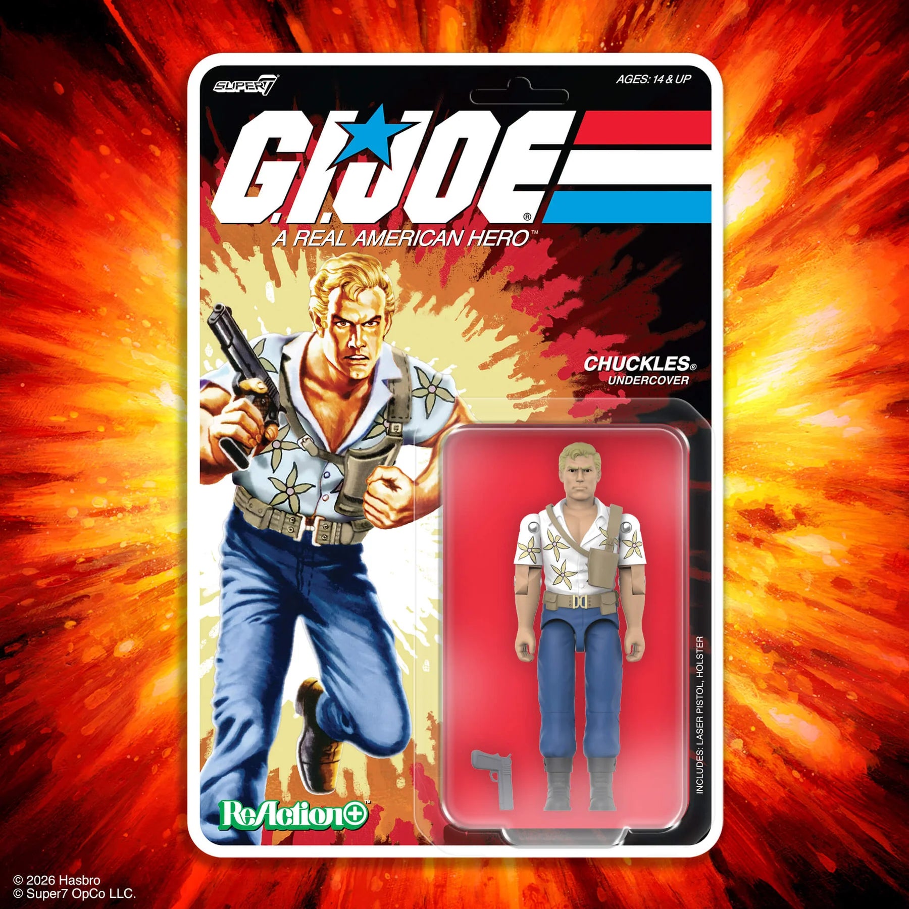 Chuckles G.I. Joe ReAction+ Wave 7 Undercover Agent 4" Action Figure by Super7 new in box collectible toy with pistol