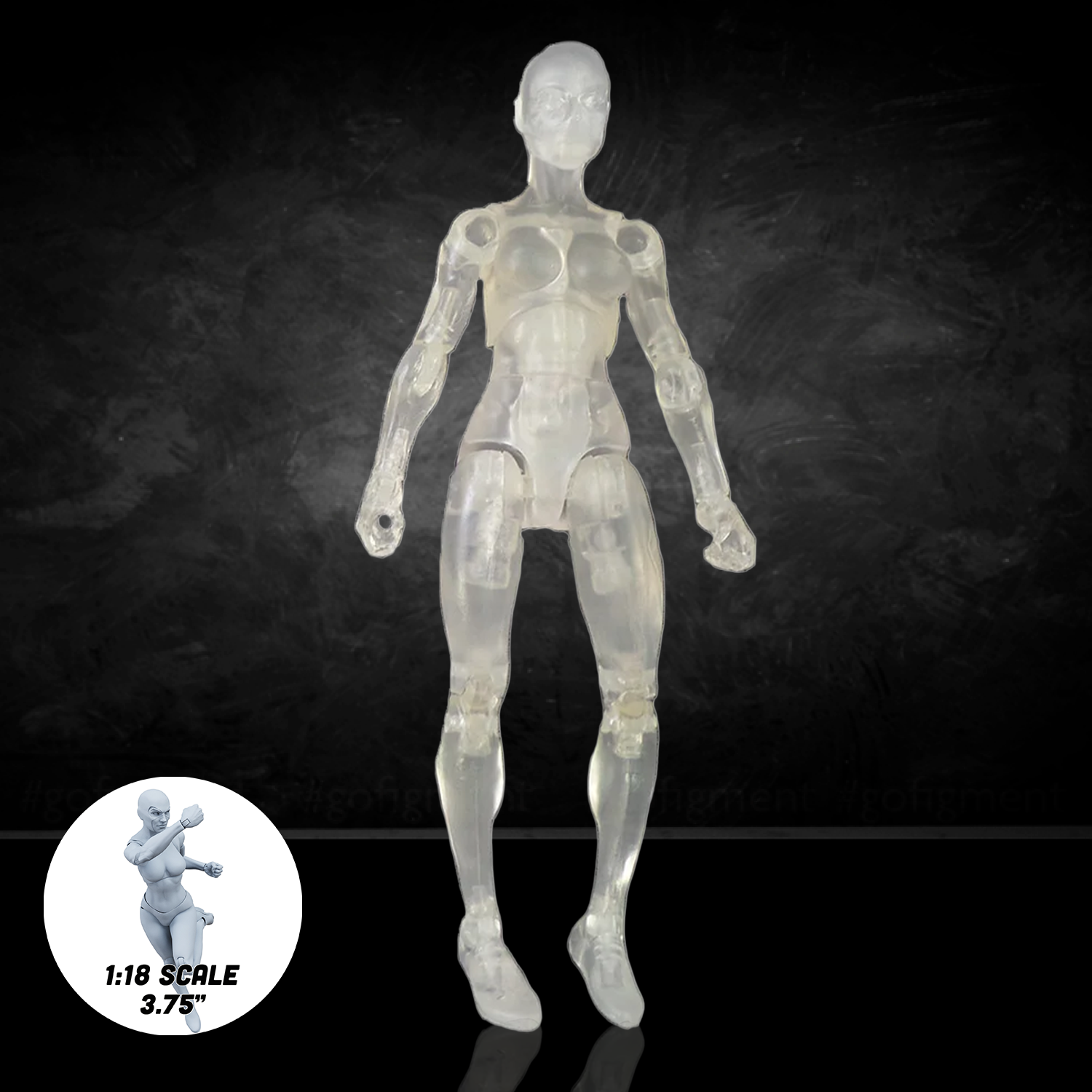 Crystal Clear Female Body Vitruvian H.A.C.K.S. Action Figure Blank 1:18 Scale new in box by Boss Fight Studio Llc