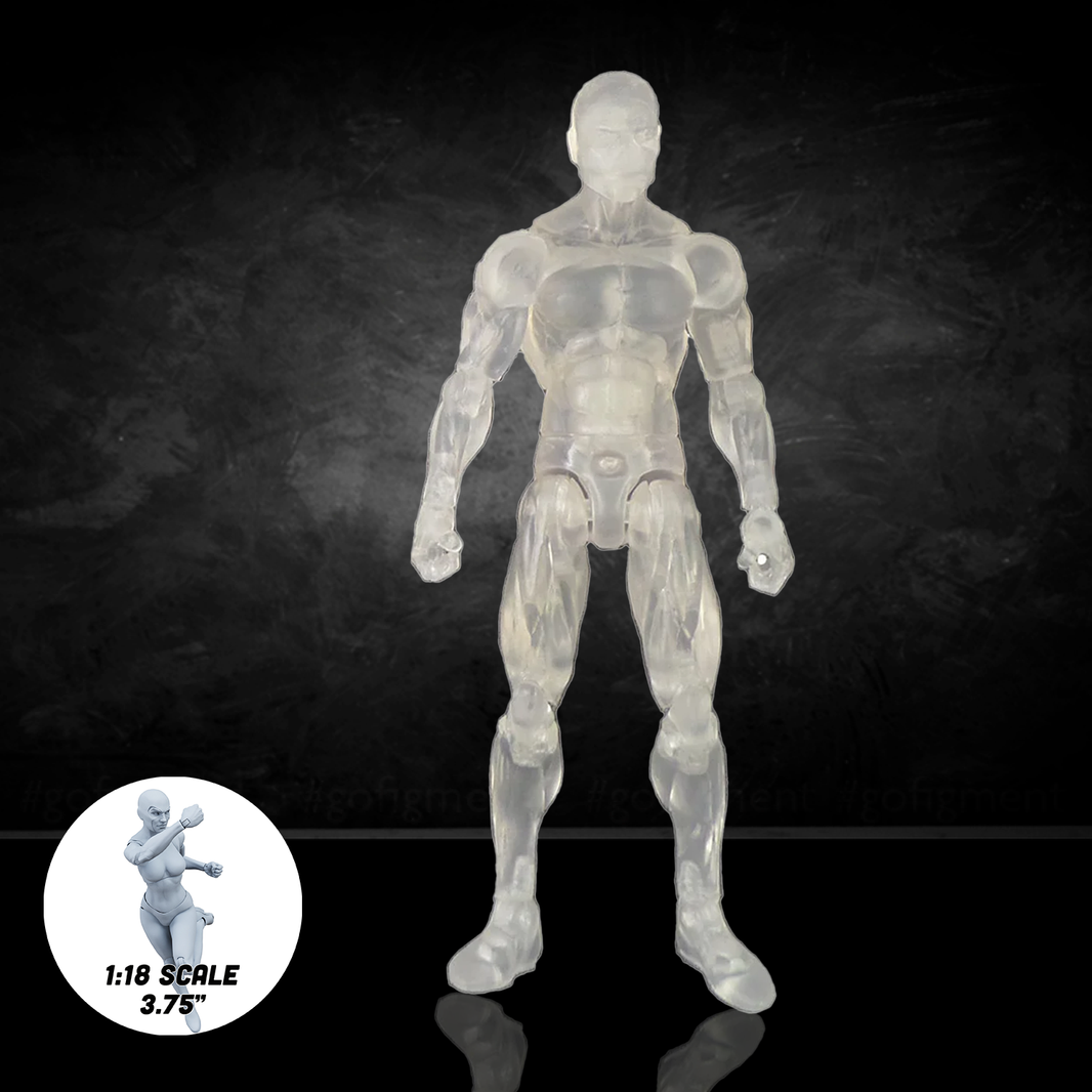 Crystal Clear Male Body Vitruvian H.A.C.K.S. Action Figure Blank 1:18 Scale new in box by Boss Fight Studio Llc
