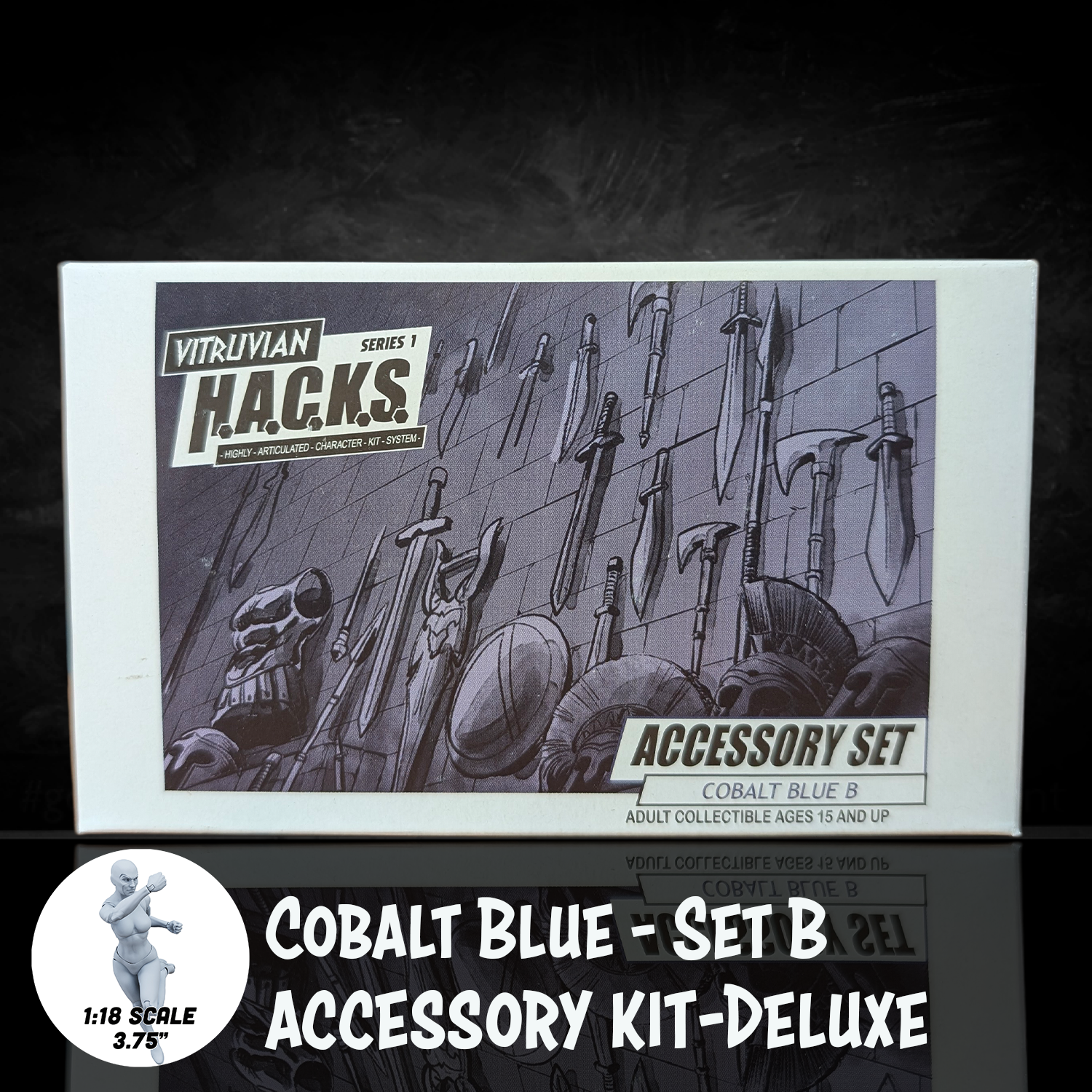 1:18 Scale Greek & Roman Mythology Cobalt Blue Accessory Set B (Close-Combat Pack for 3.75" - 4" Figures) new in box by Boss Fight Studio Llc