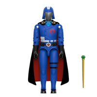 Super7 Cobra Commander 3.75-inch action figure in blue uniform with black cape and staff from GI Joe ReAction+ series