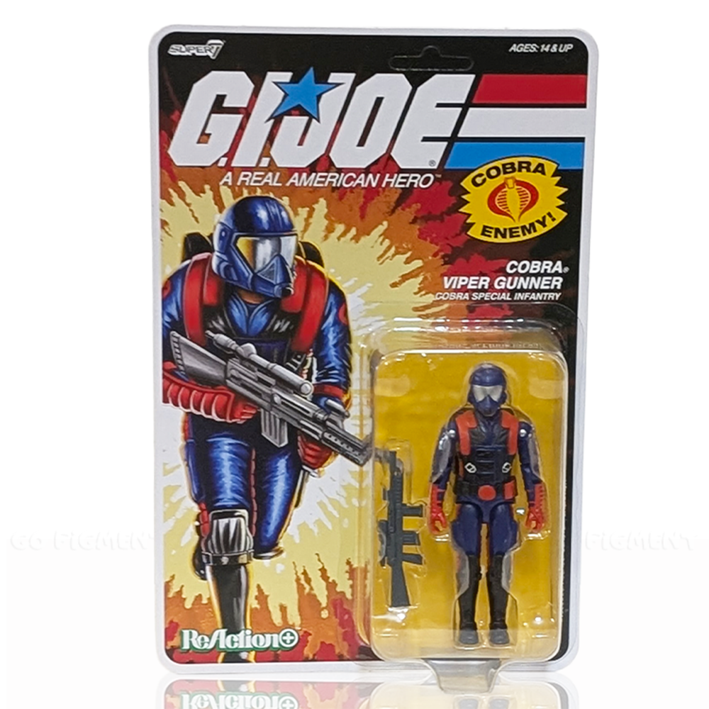 Cobra Viper Gunner Gi Joe 3 3/4-Inch ReAction+ Action Figure by Super7 in collectible packaging with weapon accessory