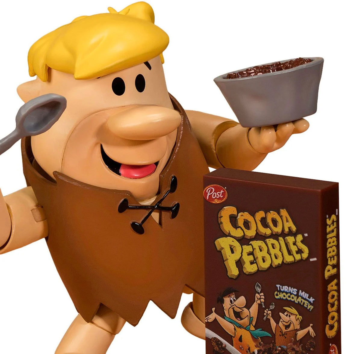 Barney Rubble 1:12 Scale Action Figure - Premium Articulated Sidekick Cocoa Pebbles by Jada Toys new in box with cereal bowl accessory