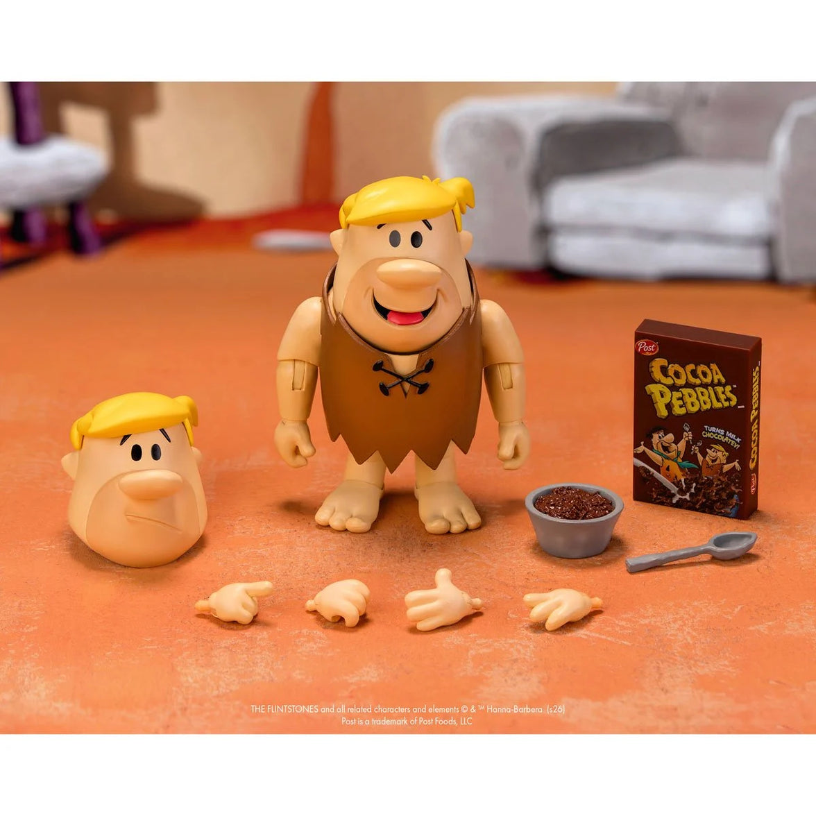Barney Rubble 1:12 Scale Action Figure - Premium Articulated Sidekick Cocoa Pebbles by Jada Toys new in box with accessories