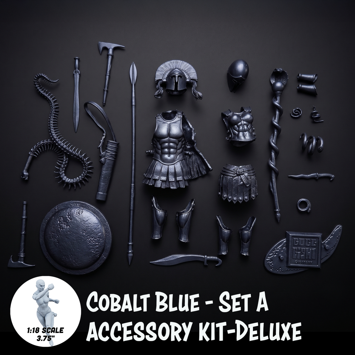 1:18 Scale Greek & Roman Mythology Cobalt Blue Accessory Set A (Customizer Kit for 3.75" - 4" Figures) new in box by Boss Fight Studio Llc