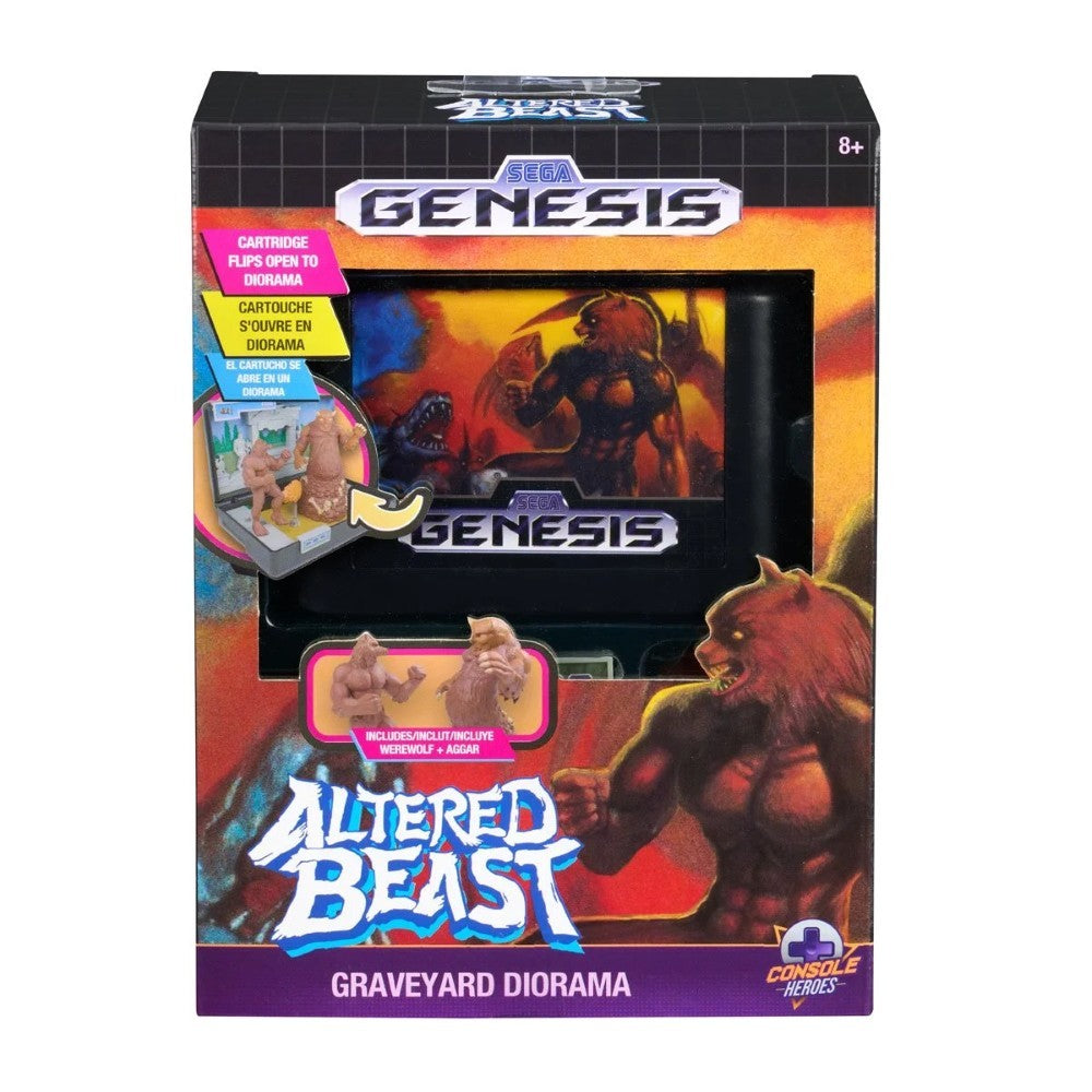 Console Heroes Sega Genesis Genesis Altered Beast Cartridge Diorama Playset with graveyard scene and figures in packaging