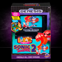 Console Heroes Sega Genesis Sonic the Hedgehog 2 Cartridge Diorama Playset with Emerald Hill Zone collectible design