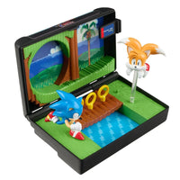 Console Heroes Sega Genesis Sonic the Hedgehog 2 Cartridge Diorama Playset featuring Sonic and Tails in a classic game scene