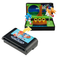 Console Heroes Sega Genesis Sonic the Hedgehog 2 Cartridge Diorama Playset with Sonic and Tails figures inside cartridge case