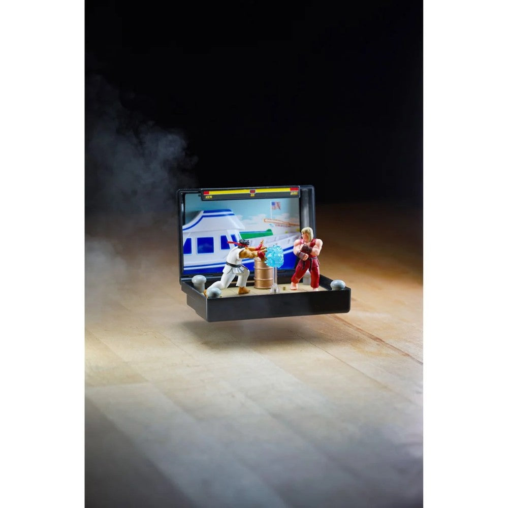 Console Heroes Sega Genesis Genesis Street Fighter II Cartridge Diorama Playset with detailed fighting figures and backdrop by Console Heroes