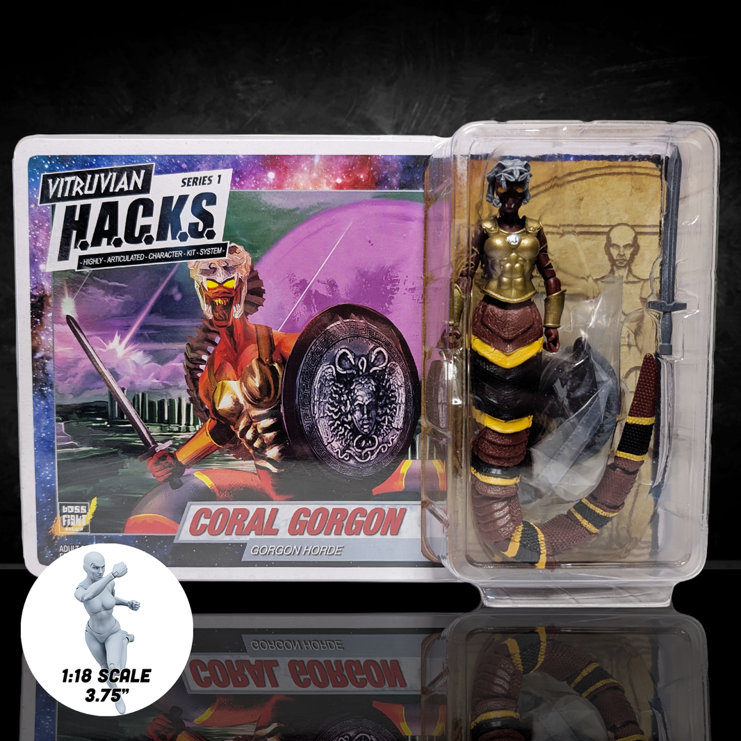 Coral Snake Gorgon Vitruvian H.A.C.K.S. Series 1 Boss Fight Studio 4" Figure new in box collectible toy with card art and accessories