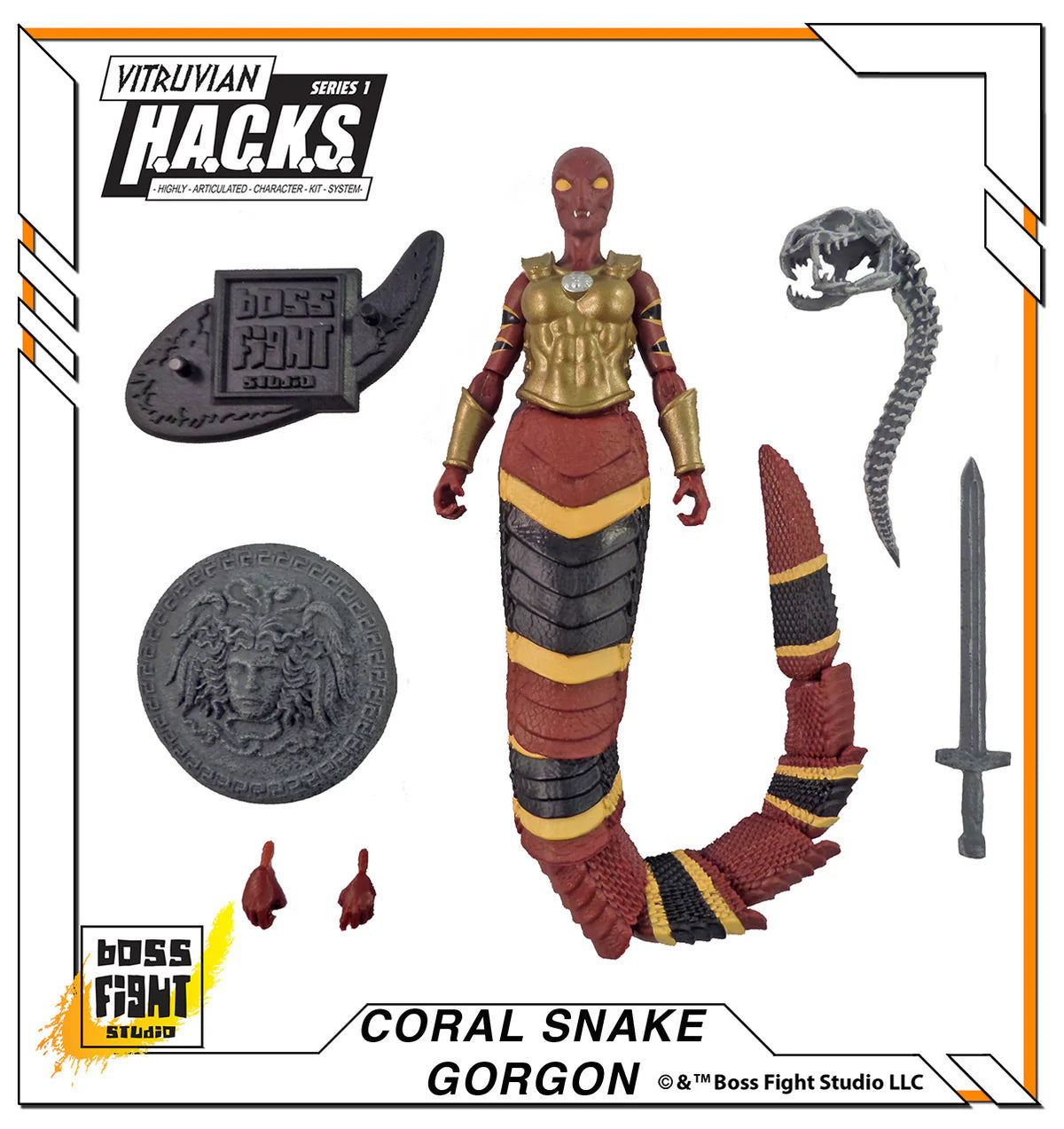 Coral Snake Gorgon Vitruvian H.A.C.K.S. Series 1 Boss Fight Studio 4" Figure new in box with accessories by Boss Fight Studio Llc