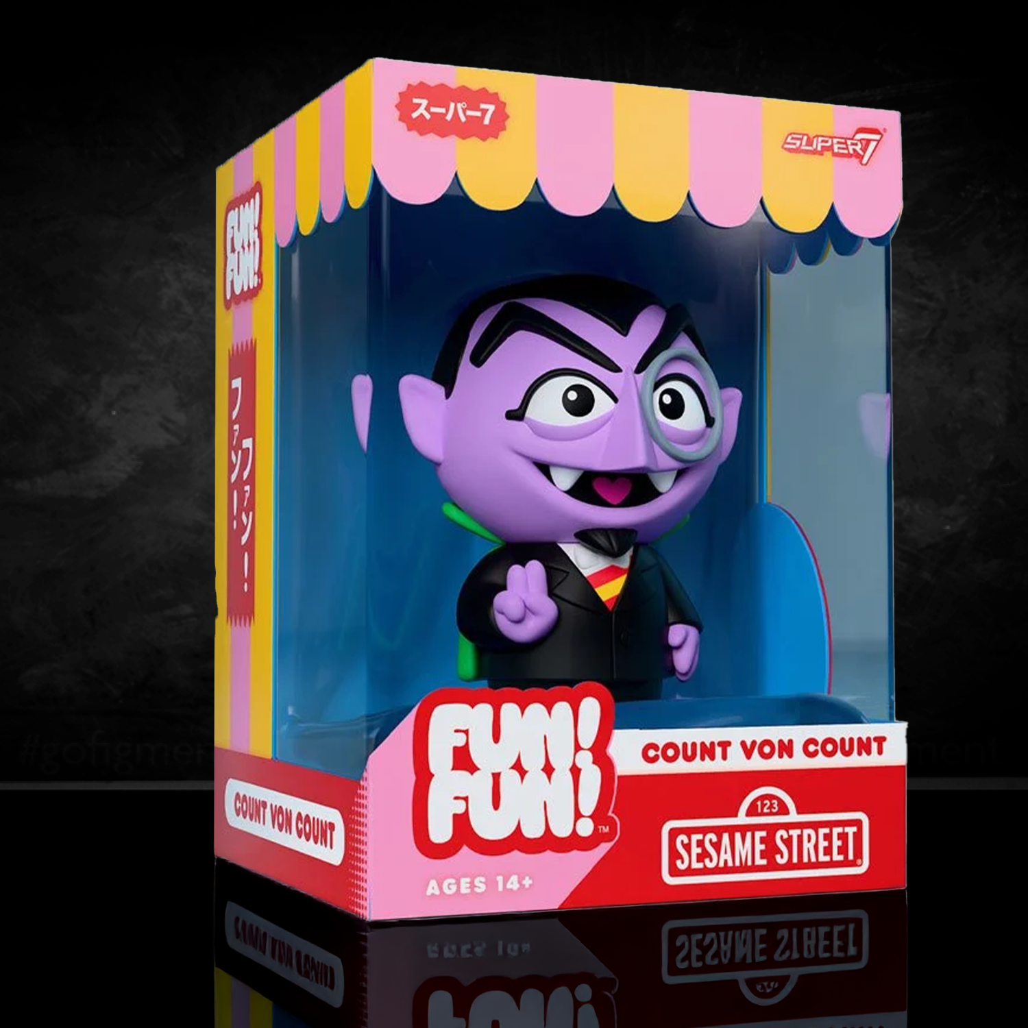 Sesame Street Count Von Count FUN! FUN! Vinyl Figure 5 Inch new in box collectible by Super7 with purple character design