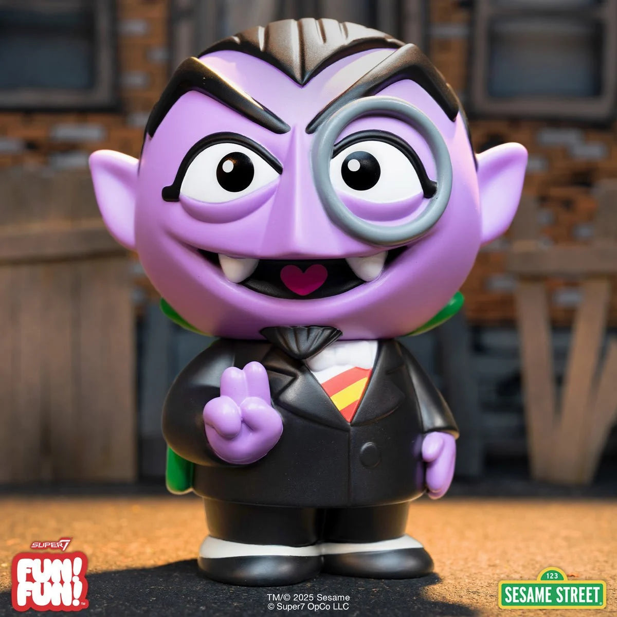 Sesame Street Count Von Count FUN! FUN! Vinyl Figure 5 Inch new in box collectible by Super7 with vampire style