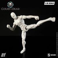 Immortal Ivory Male - Court of the Dead Action Figure Blank 1:18 Scale posed in dynamic kick by Boss Fight Studio Llc new in box