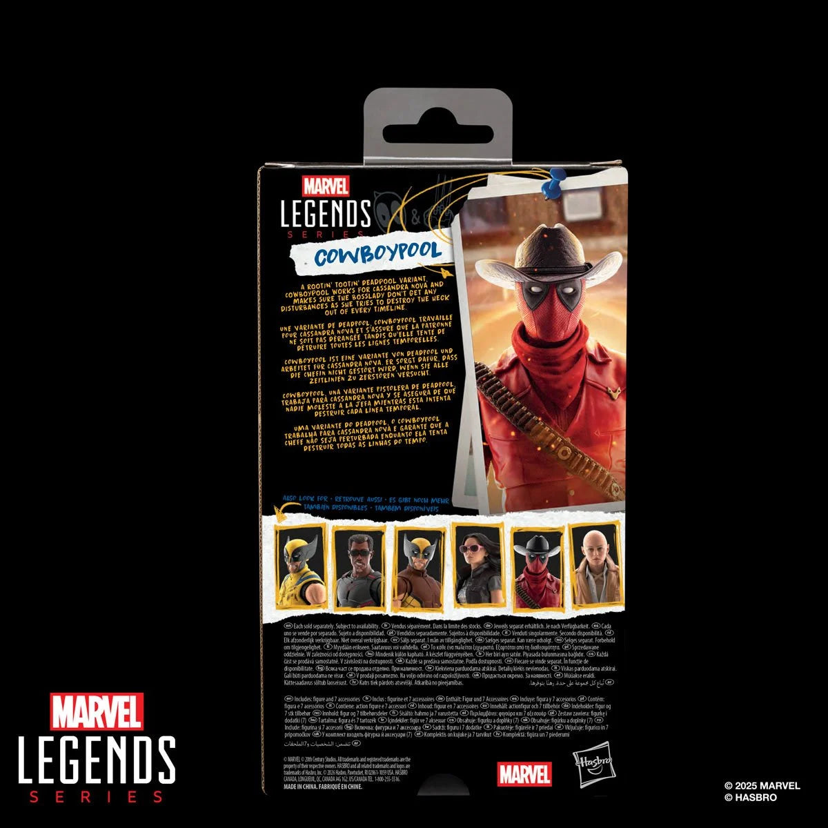 Deadpool & Wolverine Marvel Legends Cowboypool 6-Inch Action Figure new in box collectible by Hasbro packaging back view