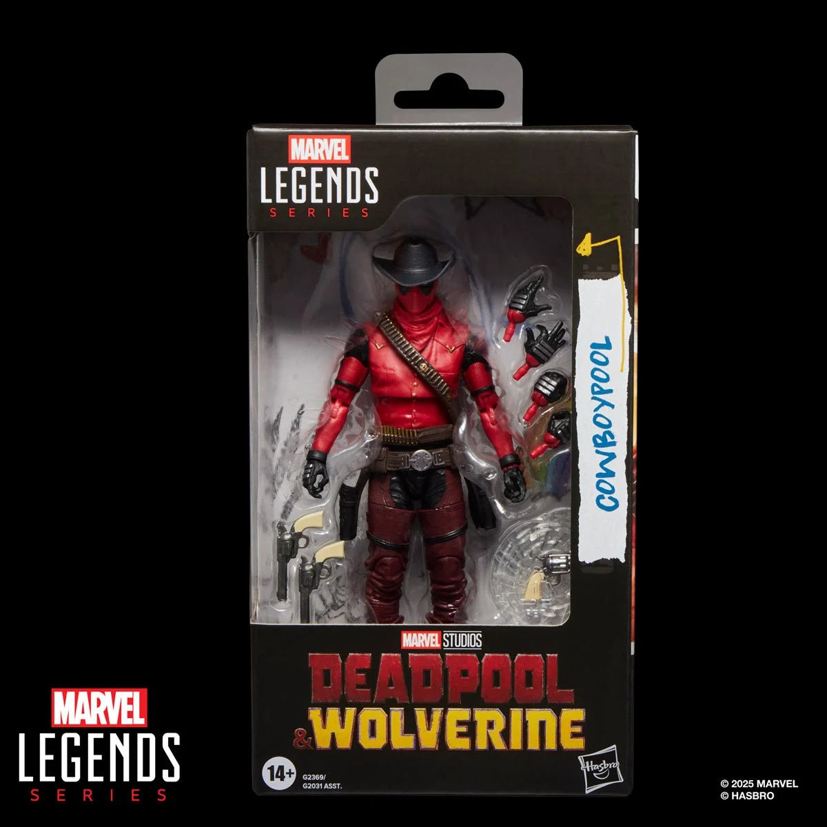 Deadpool & Wolverine Marvel Legends Cowboypool 6-Inch Action Figure new in box by Hasbro with accessories and interchangeable hands